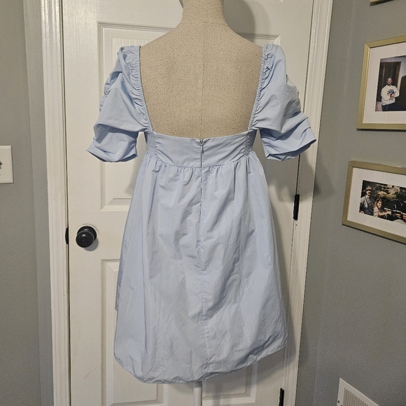 Amanda Uprichard Ariana Blue Ruched Babydoll Dress - Picture 7 of 9